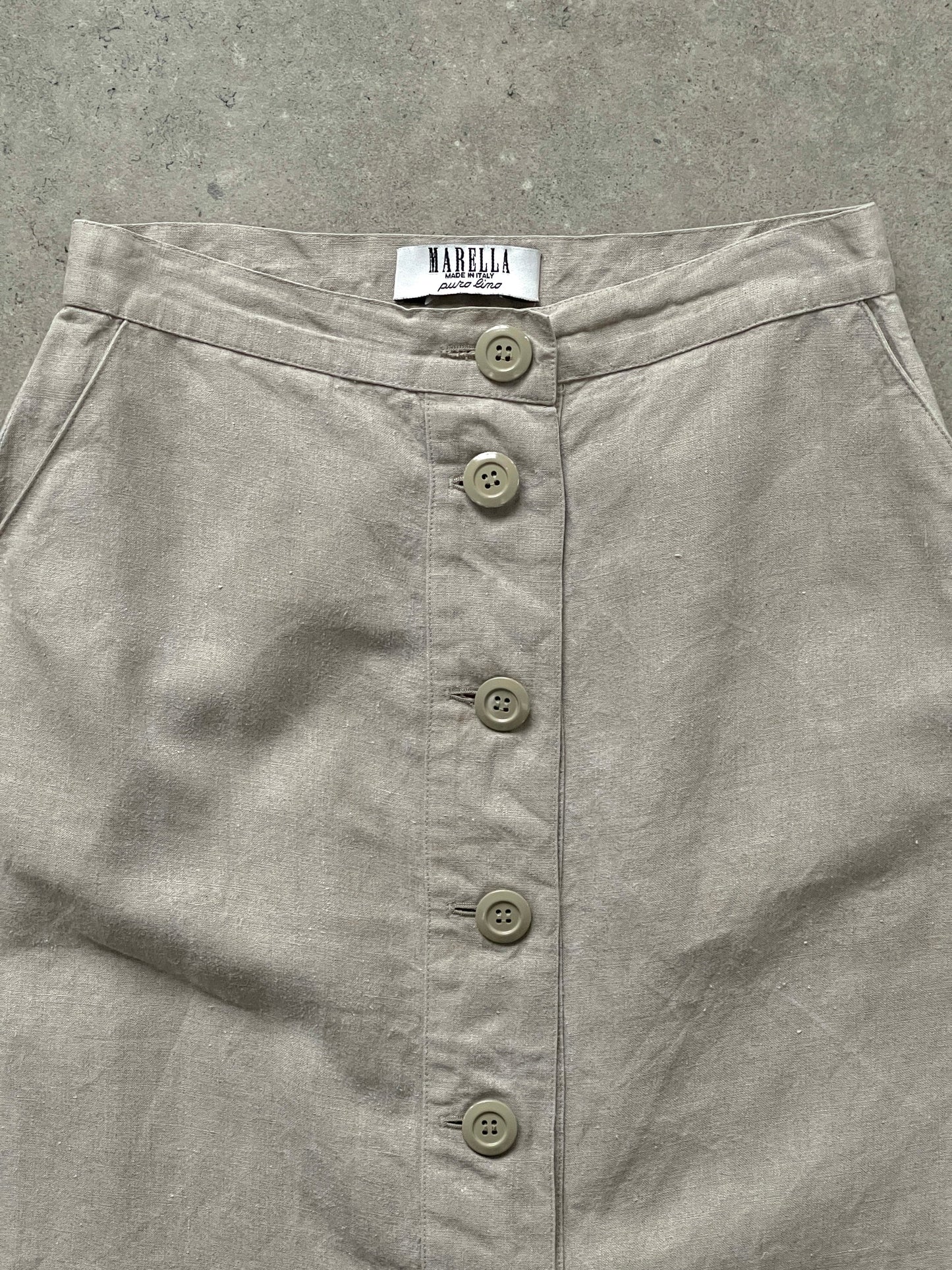 Marella 1990s Pure Linen Midi Skirt - W26