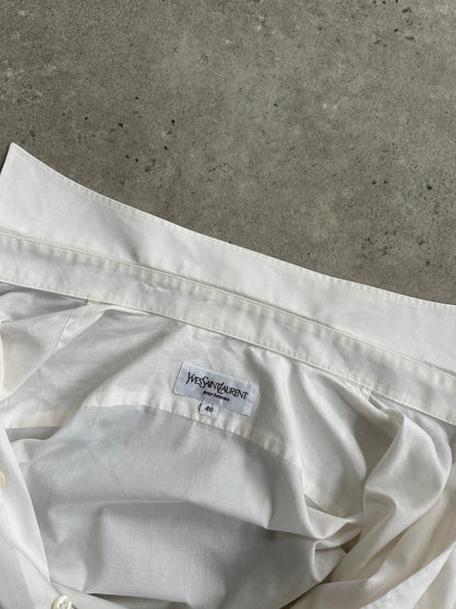 Yves Saint Laurent Pour Homme 1990s Cotton Logo Dress Shirt – L
