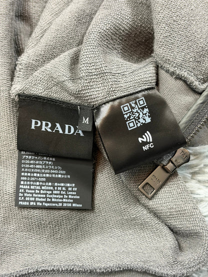 Prada 2021 Black Tab Grey Cotton Nylon Detailed Hoodie - M | O/S, Black