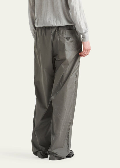 Prada 2024 Light Technical Nylon Baggy Plaque Logo Trousers - L/XL