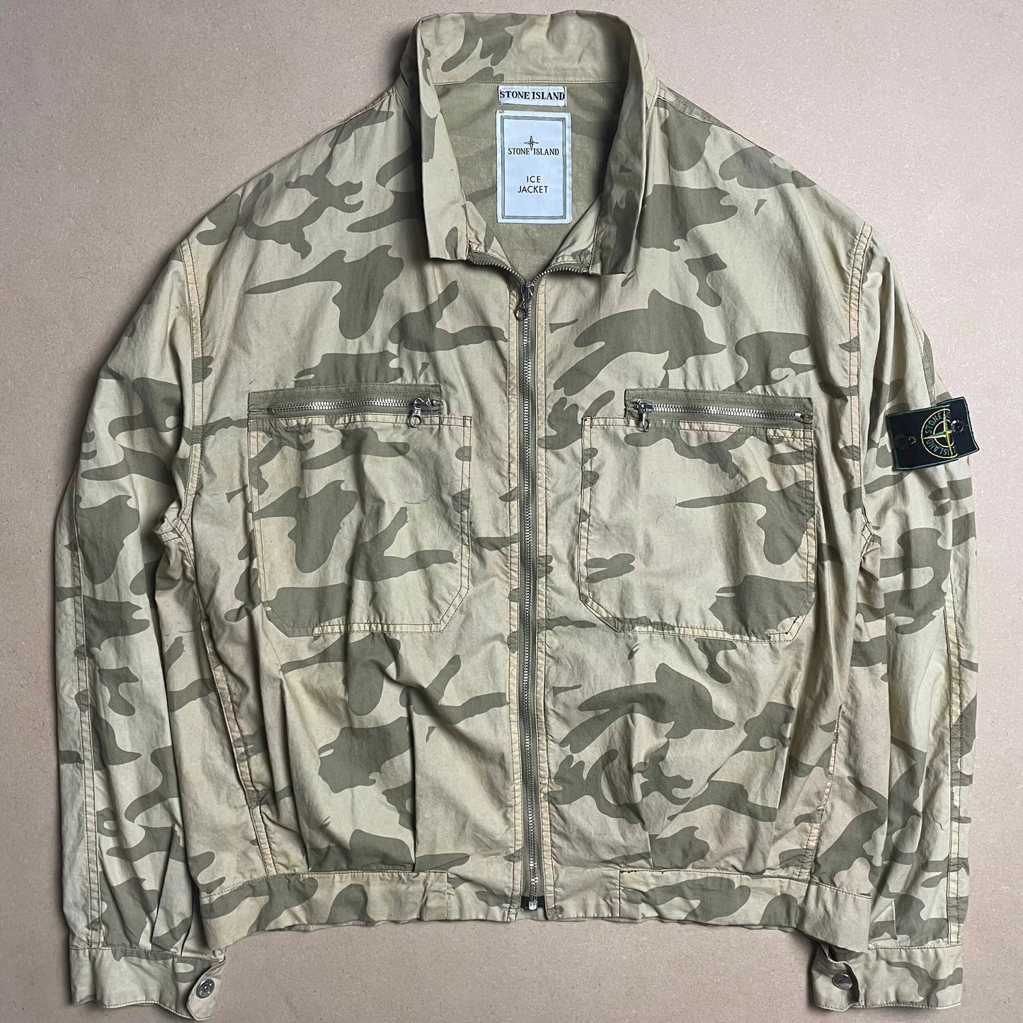 S/S 1989 Sand Cotton Poplin Ice Camouflage Bomber Jacket