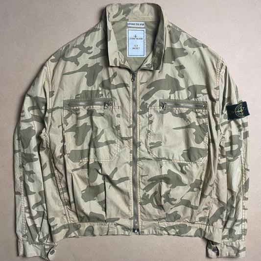 S/S 1989 Sand Cotton Poplin Ice Camouflage Bomber Jacket