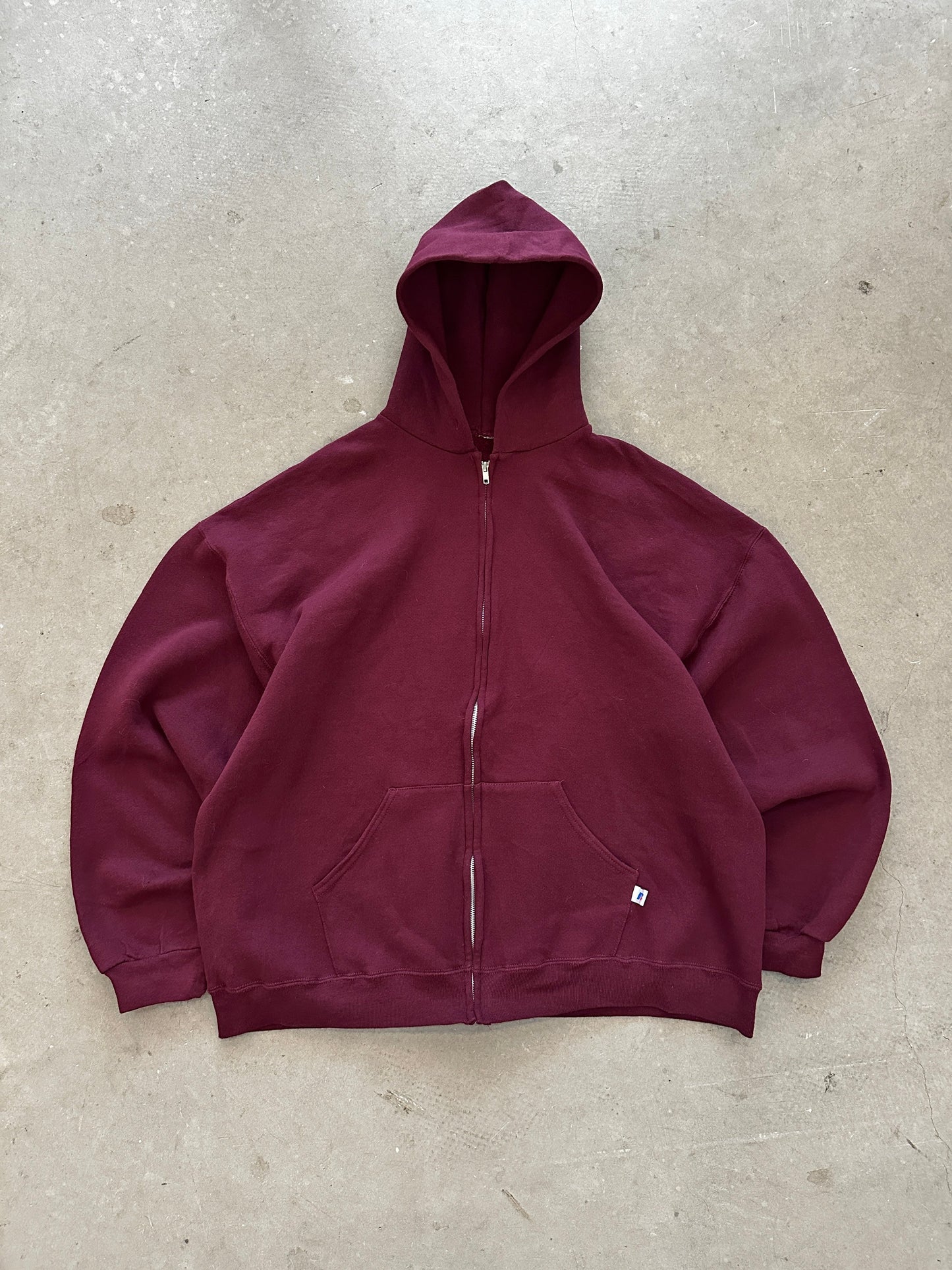 1990’s Russell Athletic Blank Zip Hoodie - XL | X-Large, Red
