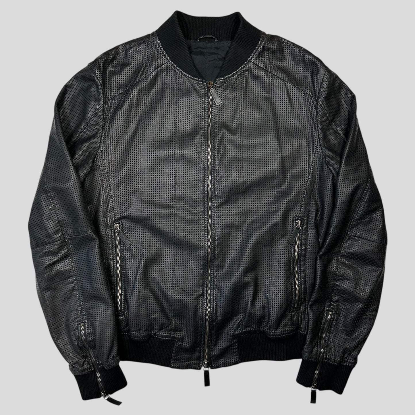 Emporio Armani 2009 Perforated Mesh Lambskin Leather Bomber - IT52 (M)