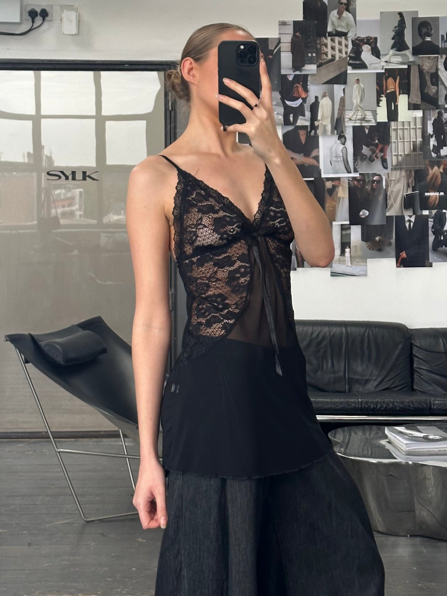 Vintage 1990s Sheer Lace Top - S