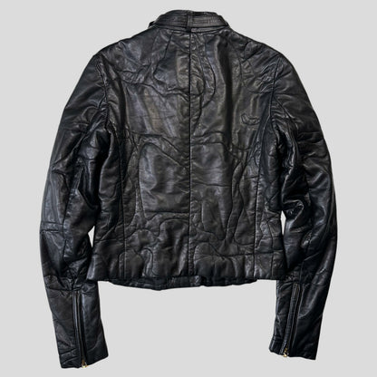 Gianni Versace 1997 Leather Puzzle Camo Biker Jacket - S | Default Title, Multicoloured
