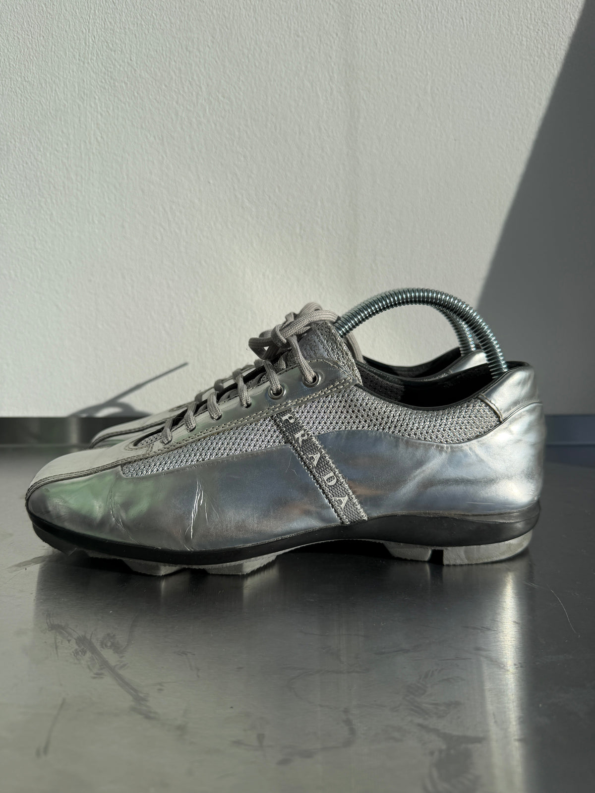 Prada Sport 00s Metallic Trainers | UK 37.5, Metallic Silver