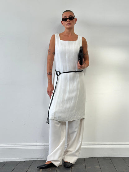 Max Mara Linen Square Neck Midi Dress - M/L