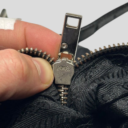 Prada Milano 00’s Python Leather Appliqué Reversible Nylon Crossbody Bag | O/S, Black