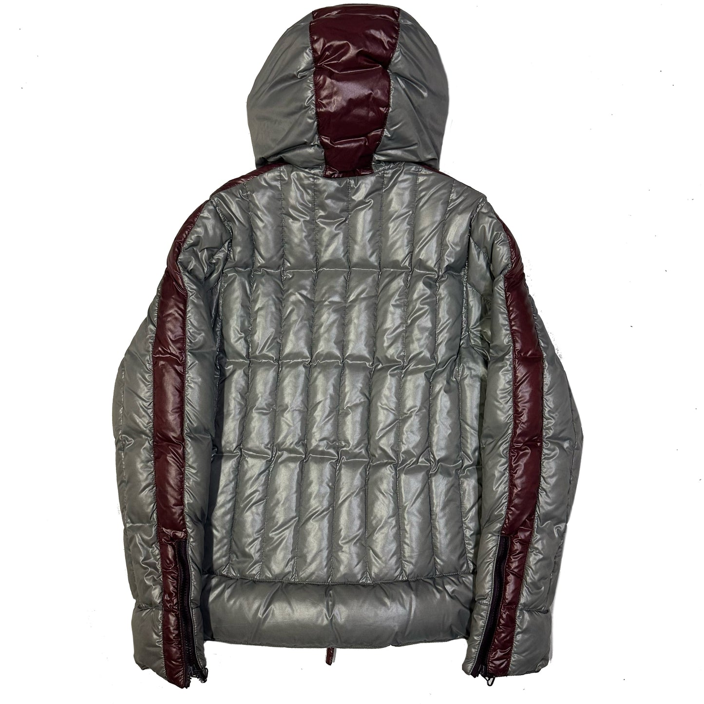 Duvetica Square Stitch Puffer Jacket In Grey & Burgundy ( S )