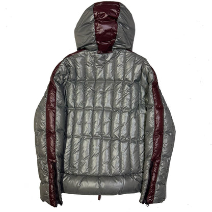 Duvetica Square Stitch Puffer Jacket In Grey & Burgundy ( S )