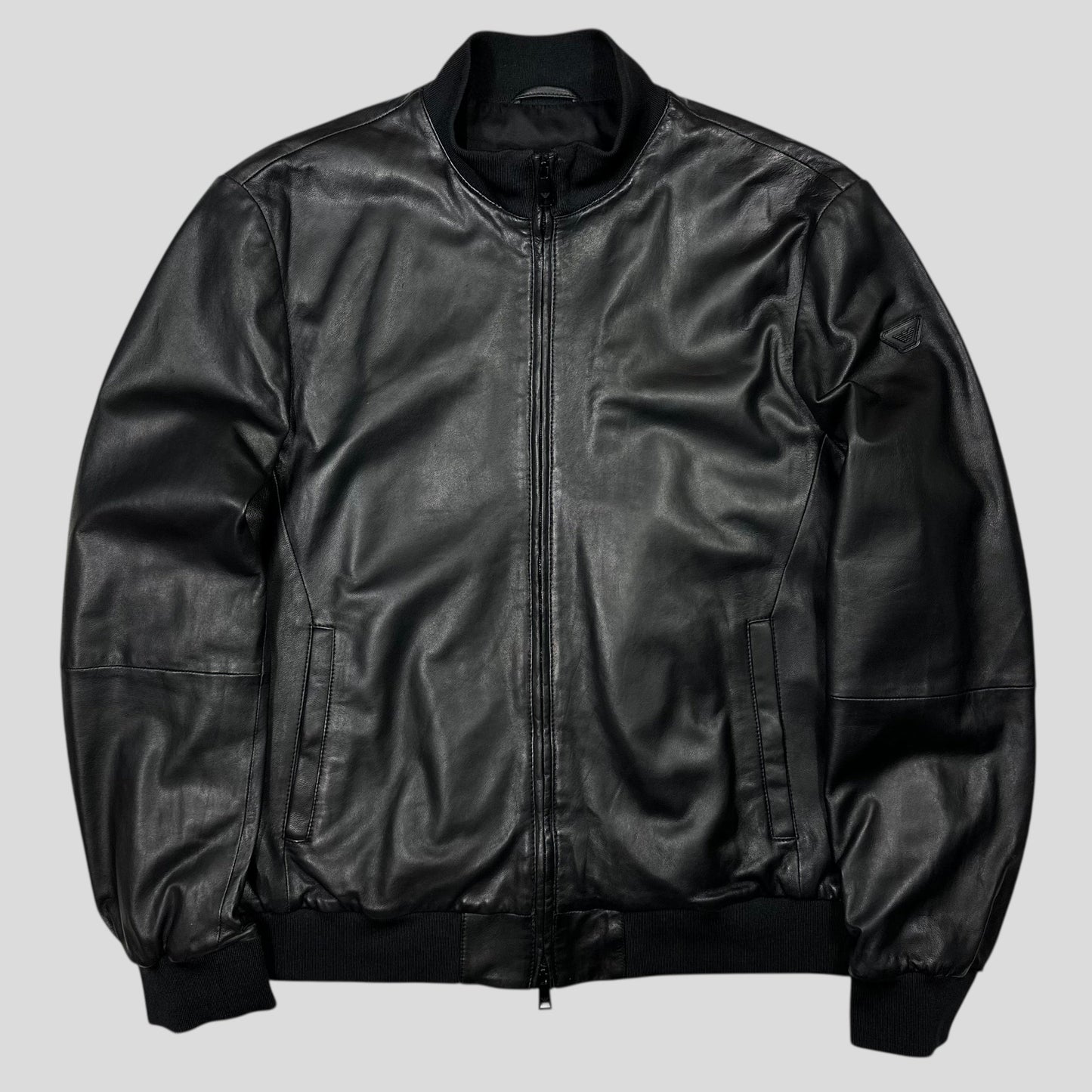 Emporio Armani 2018 Lambs Leather Bomber Jacket - M/L | Default Title, Black