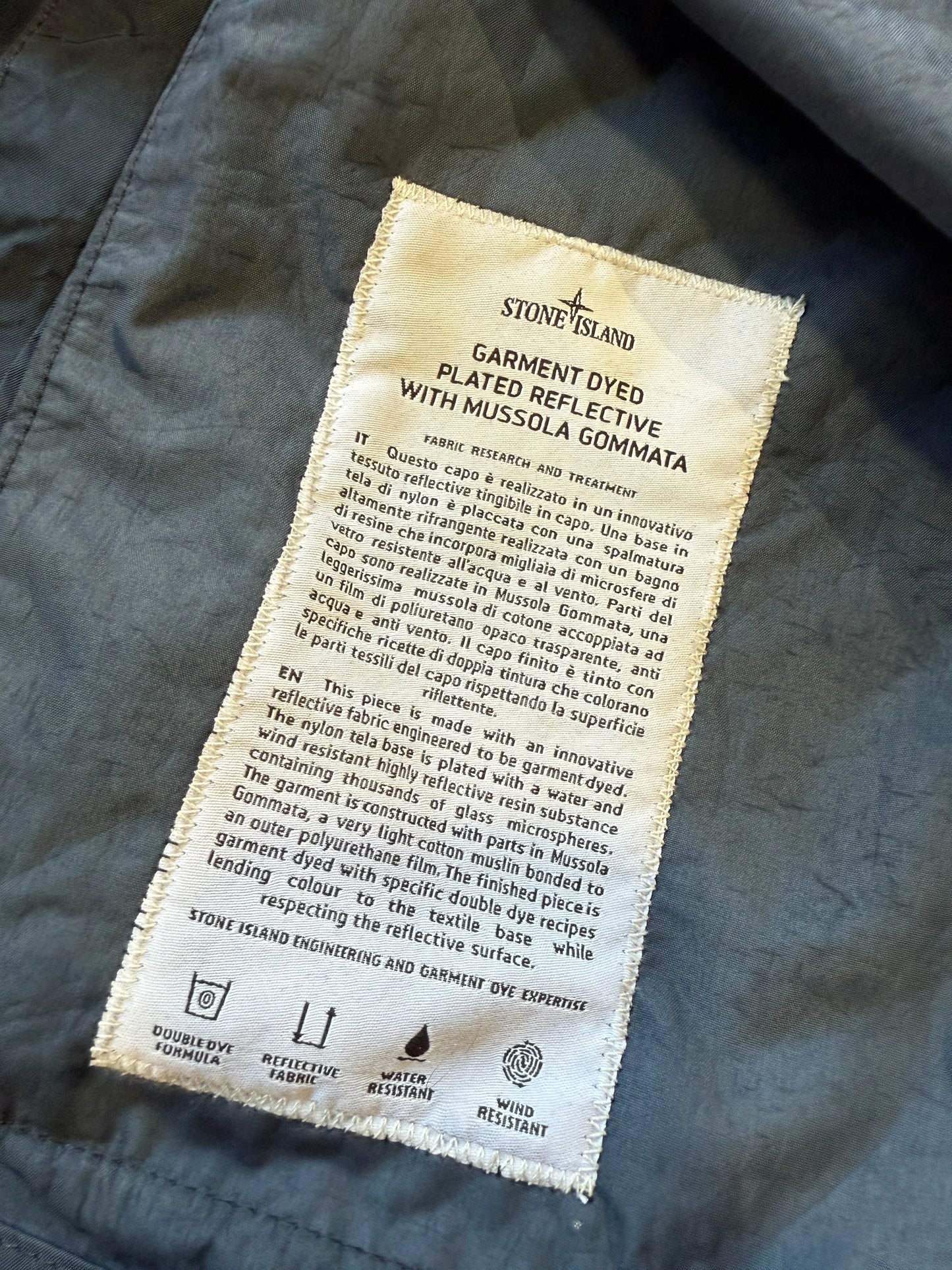 Stone Island SS/17 Black Garment Dyed Plated Reflective Mussola Gommata Jacket XXL