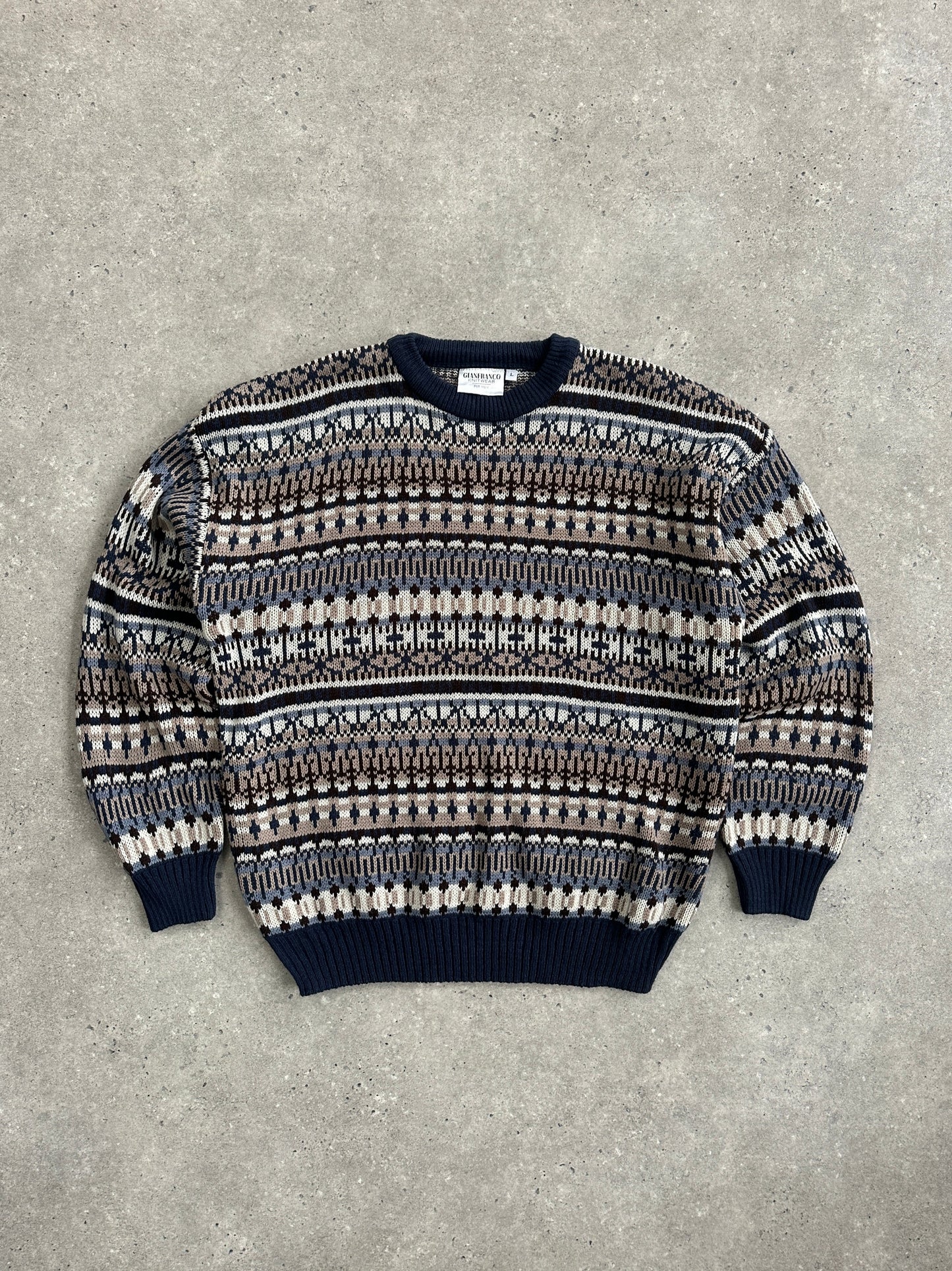 Vintage 1990s Fair Isle Knitted Jumper - L/XL