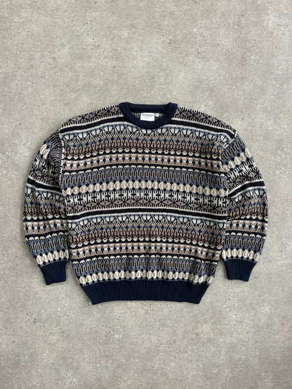 Vintage 1990s Fair Isle Knitted Jumper - L/XL