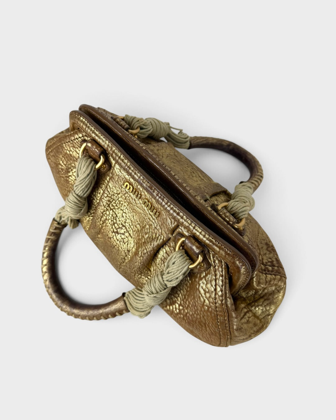 2000s Miu Miu Gold Leather Rope Handbag | O/S, Multicoloured