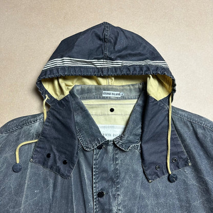 S/S 1986 Charcoal Grey Sail Cloth Marina Spell Out Hooded Coach Jacket