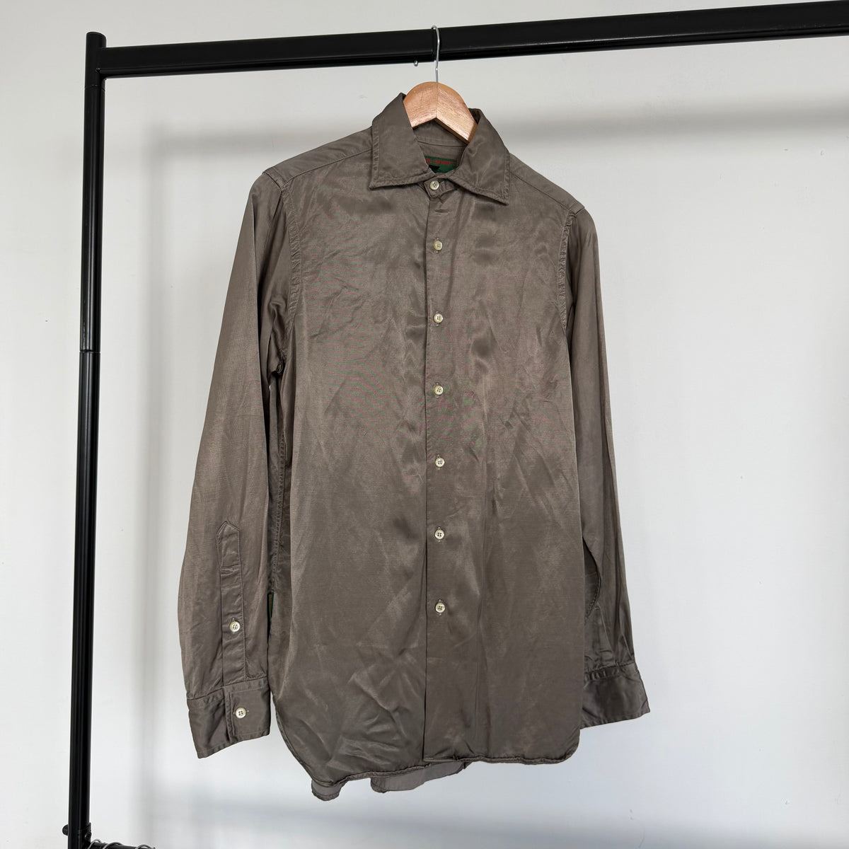 1990s katherine hamnett denims silk-like shirt | O/S, Green
