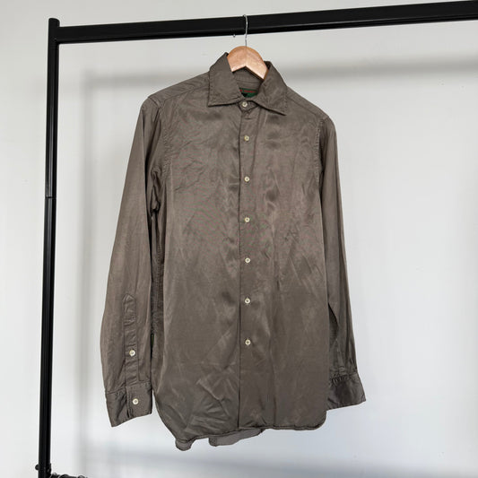 1990s katherine hamnett denims silk-like shirt | O/S, Green