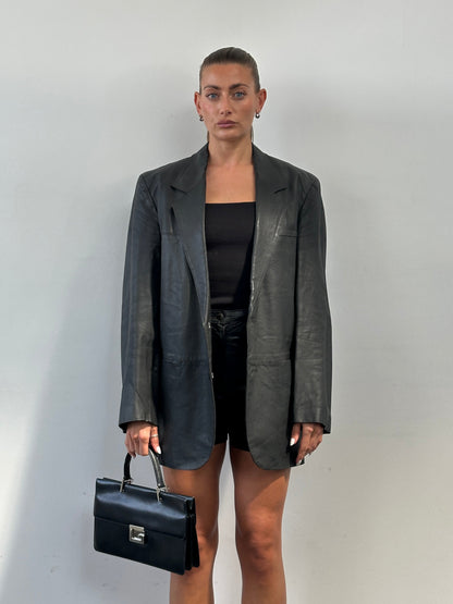 Vintage Leather Blazer Jacket - L/XL