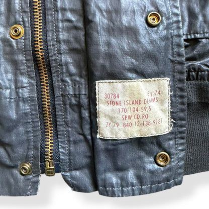 SS2008 Stone Island Denims Waxed Bomber Jacket (M) | Default Title, Metallic Silver