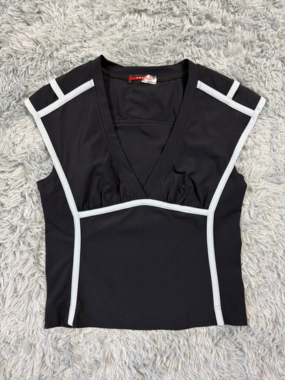 Prada Sport 00’s Kimono Style Piped Nylon Stretchy Top - S/M | O/S, Multicoloured