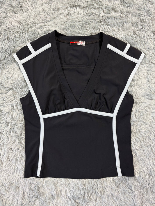 Prada Sport 00’s Kimono Style Piped Nylon Stretchy Top - S/M | O/S, Multicoloured