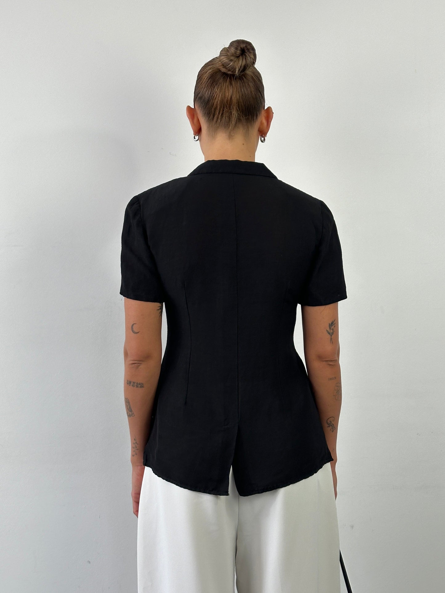 Pierre Balmain 90s Linen Short Sleeve Fitted Blazer - M