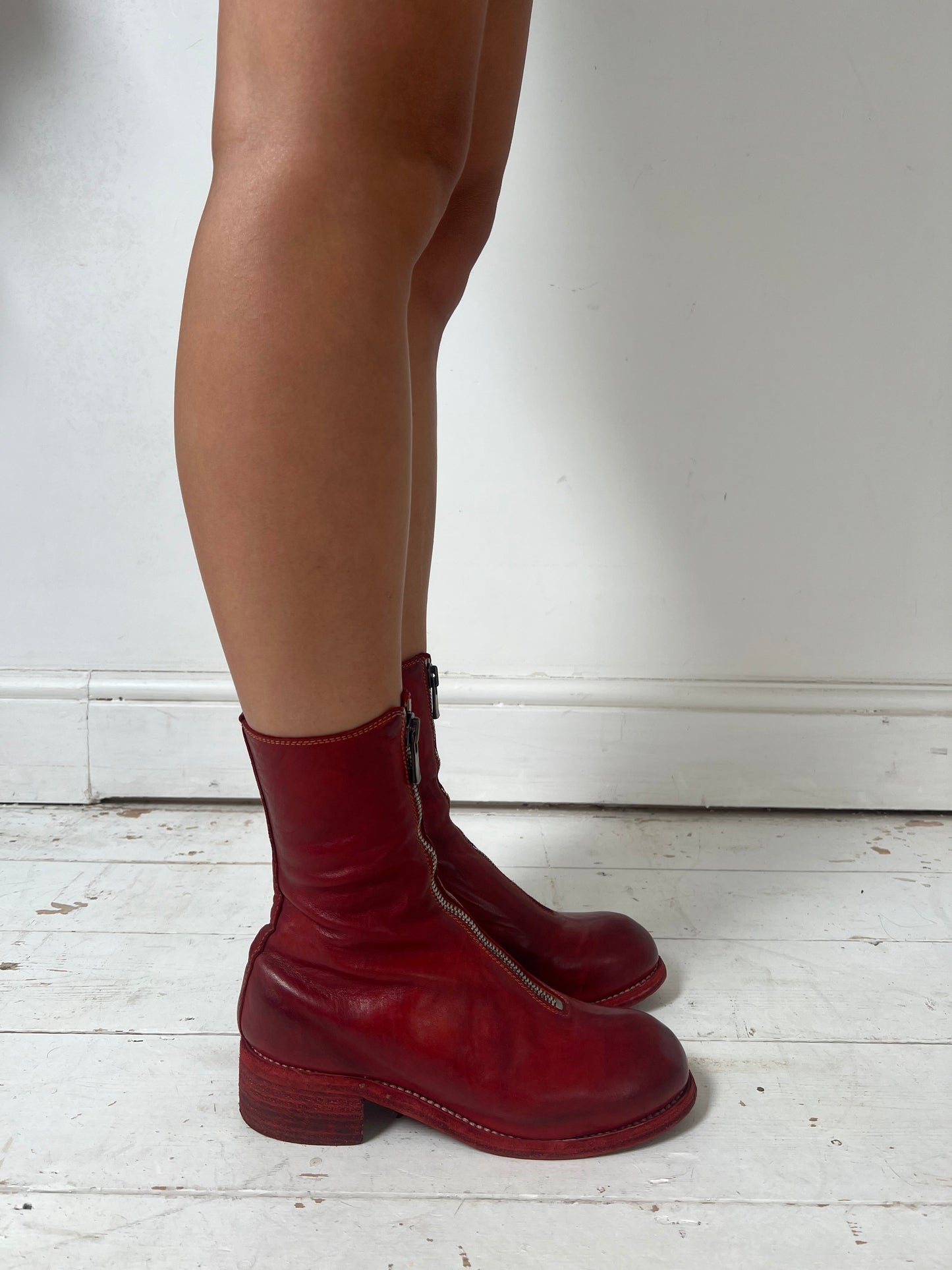 GUIDI RED ZIP UP BOOTS (EU 37) | DEFAULT TITLE, Red