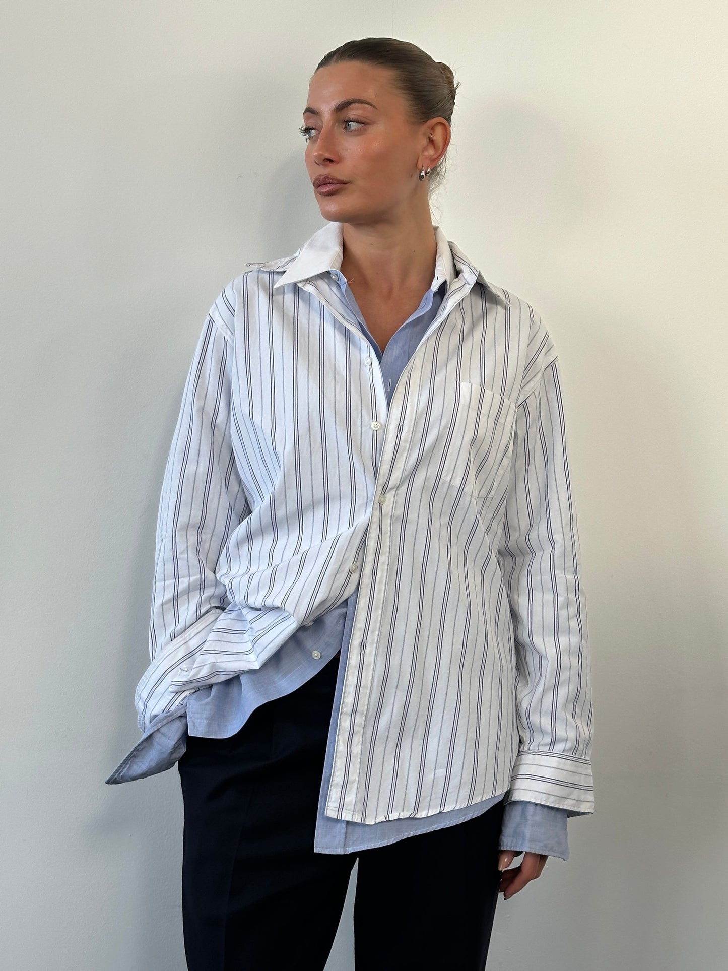 Christian Dior 1980s Stripe Pure Cotton Logo Shirt - L