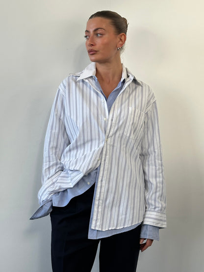 Christian Dior 1980s Stripe Pure Cotton Logo Shirt - L