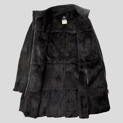Versace VJC 90’s Leather Fur Sheepskin Afghan Coat - M | Default Title, Black