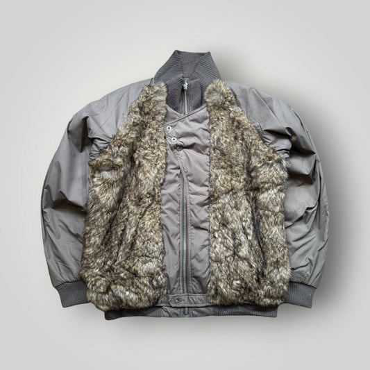 2000's Diesel Faux Fur Asymmetrical Bomber Jacket S | Default Title, Taupe