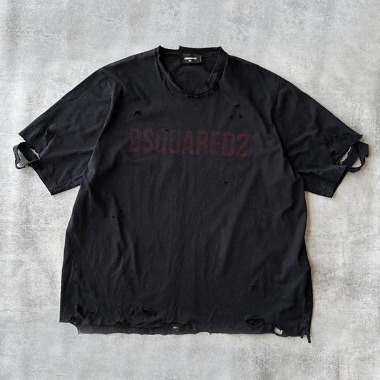 DSQUARED2 DISTRESSED T-SHIRT | O/S, Black