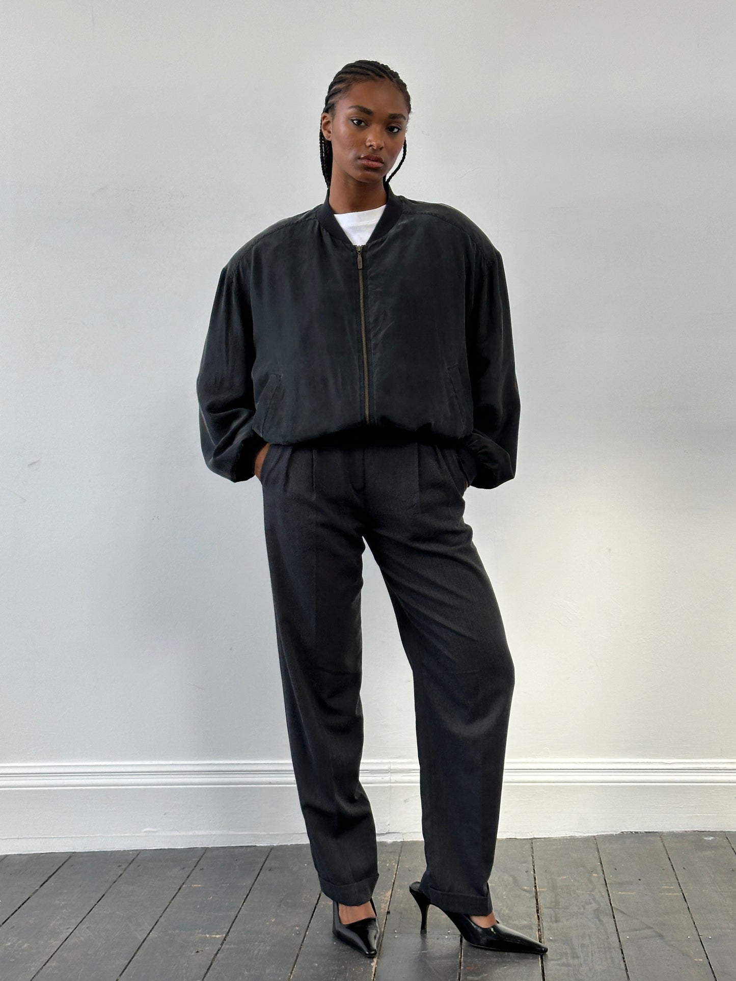 Vintage 1990s Pure Silk Bomber Jacket - L