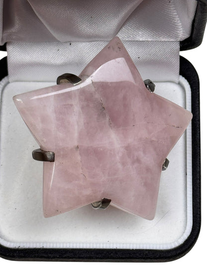Gary Holder London 2000s Sterling silver rose quartz star ring | O/S, Rose