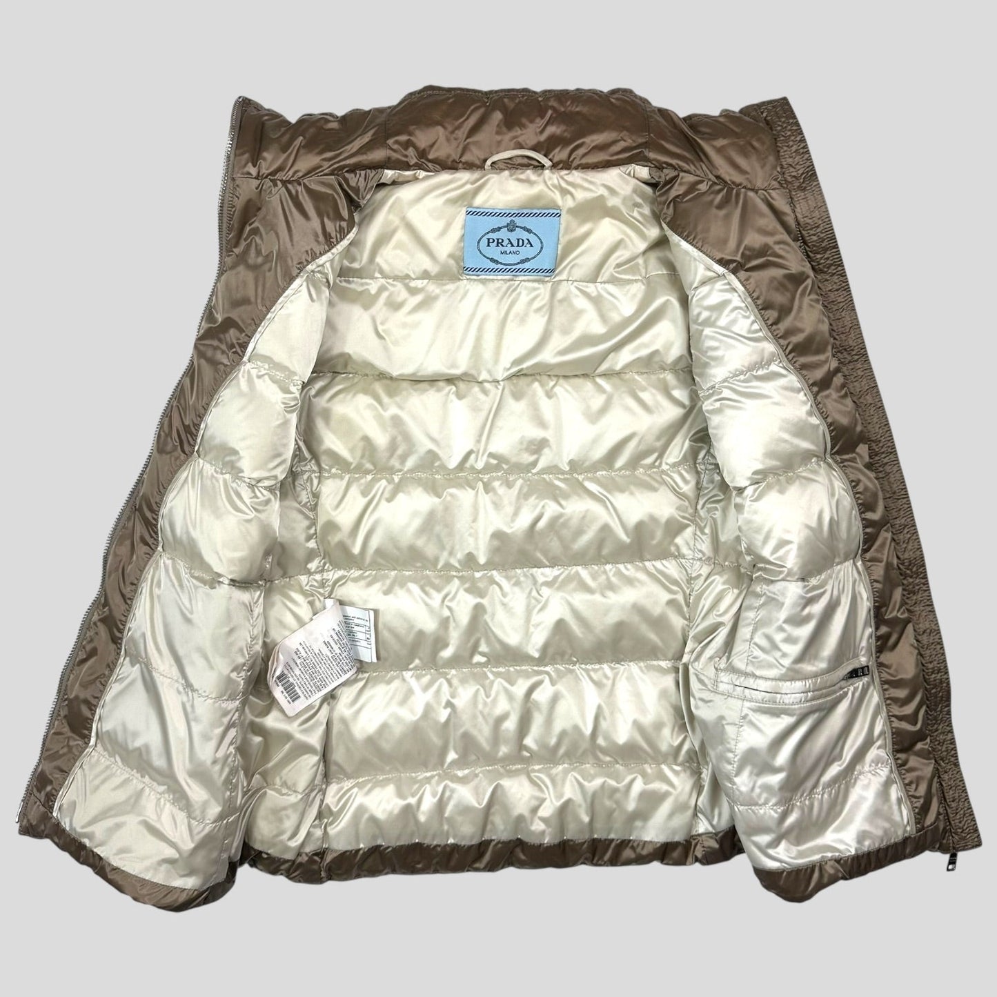 Prada Milano 2017 Satin Champagne Nylon Down Logo Gilet - IT40 (UK8) | Default Title, White