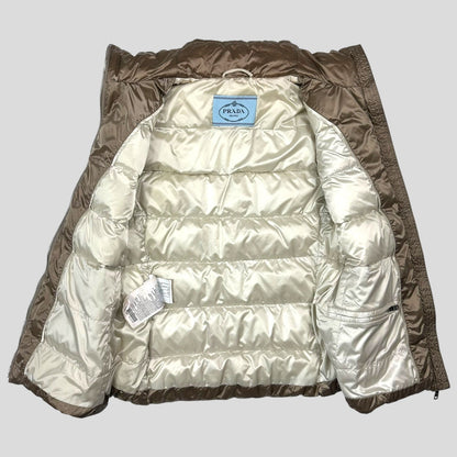 Prada Milano 2017 Satin Champagne Nylon Down Logo Gilet - IT40 (UK8) | Default Title, White