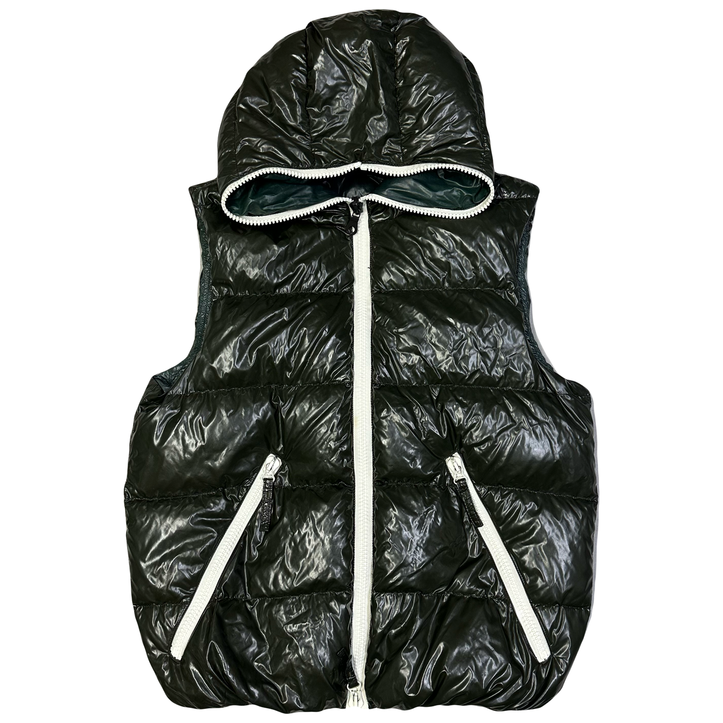 Duvetica Hooded Puffer Gilet In Dark Green ( M )
