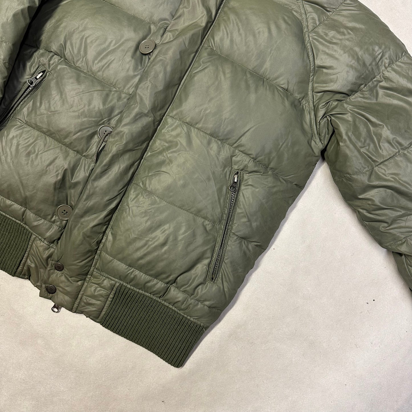 Avirex Puffer Jacket Fur Hood In Olive Green ( L )