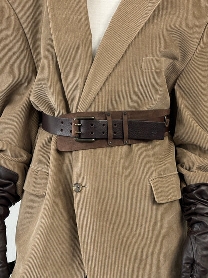 Vintage 1980s Leather Hardware Belt - W30-36