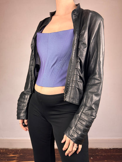 Dom & Ruby 2010s ruched leather jacket | Black, Black