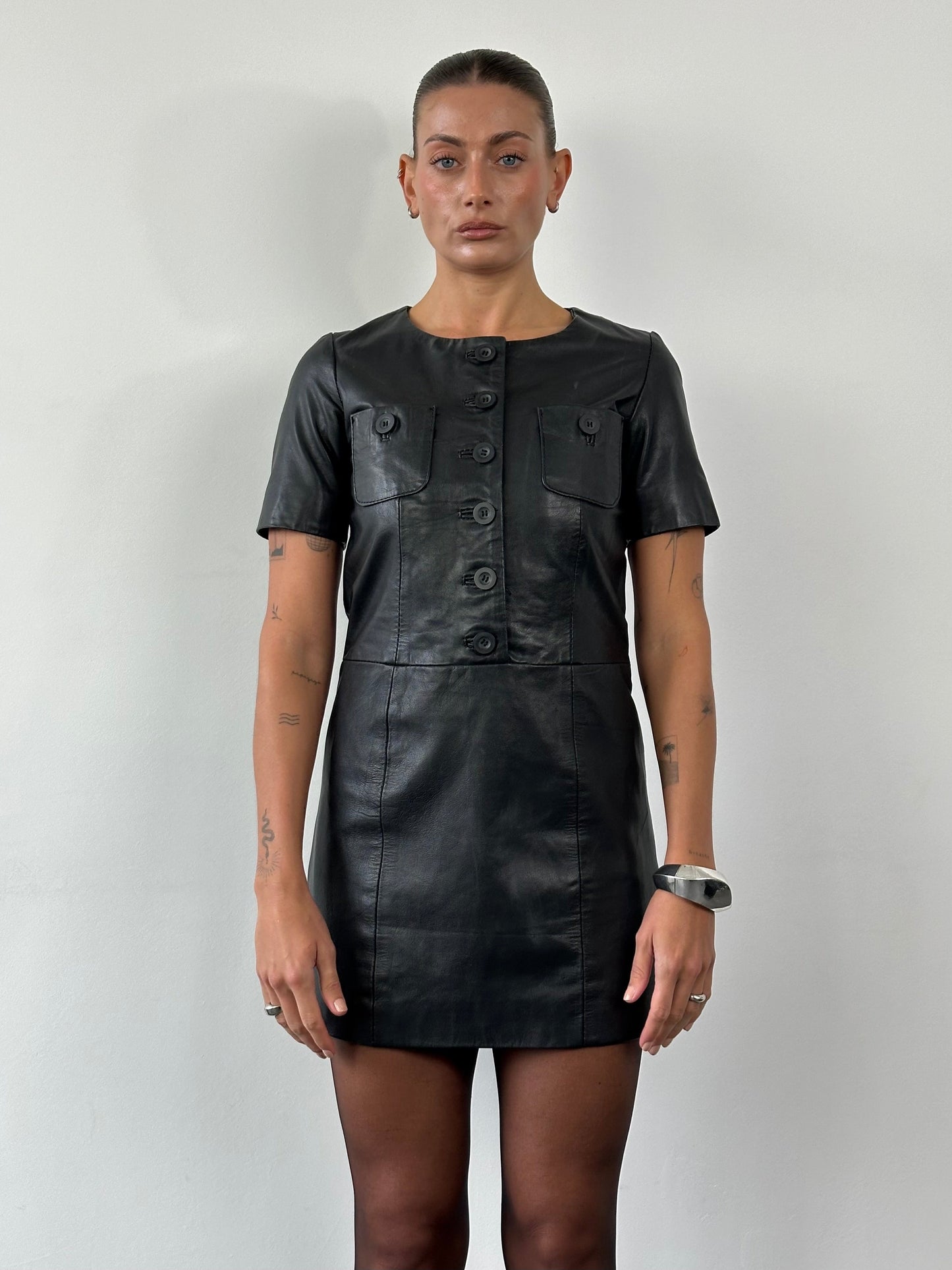 Vintage Leather Mini Dress - S