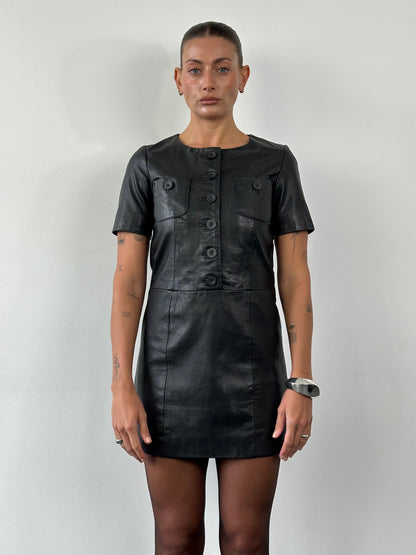 Vintage Leather Mini Dress - S