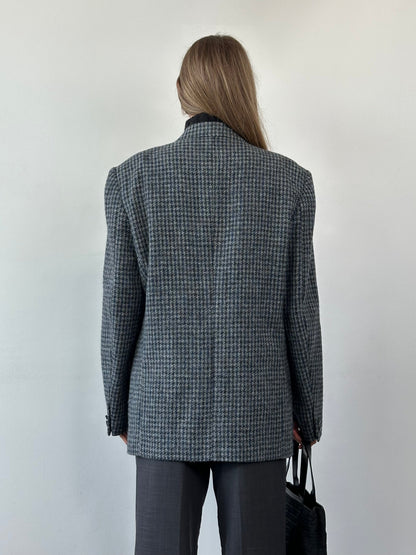 Harris Tweed Pure Brushed Wool Check Single Breasted Blazer - XL