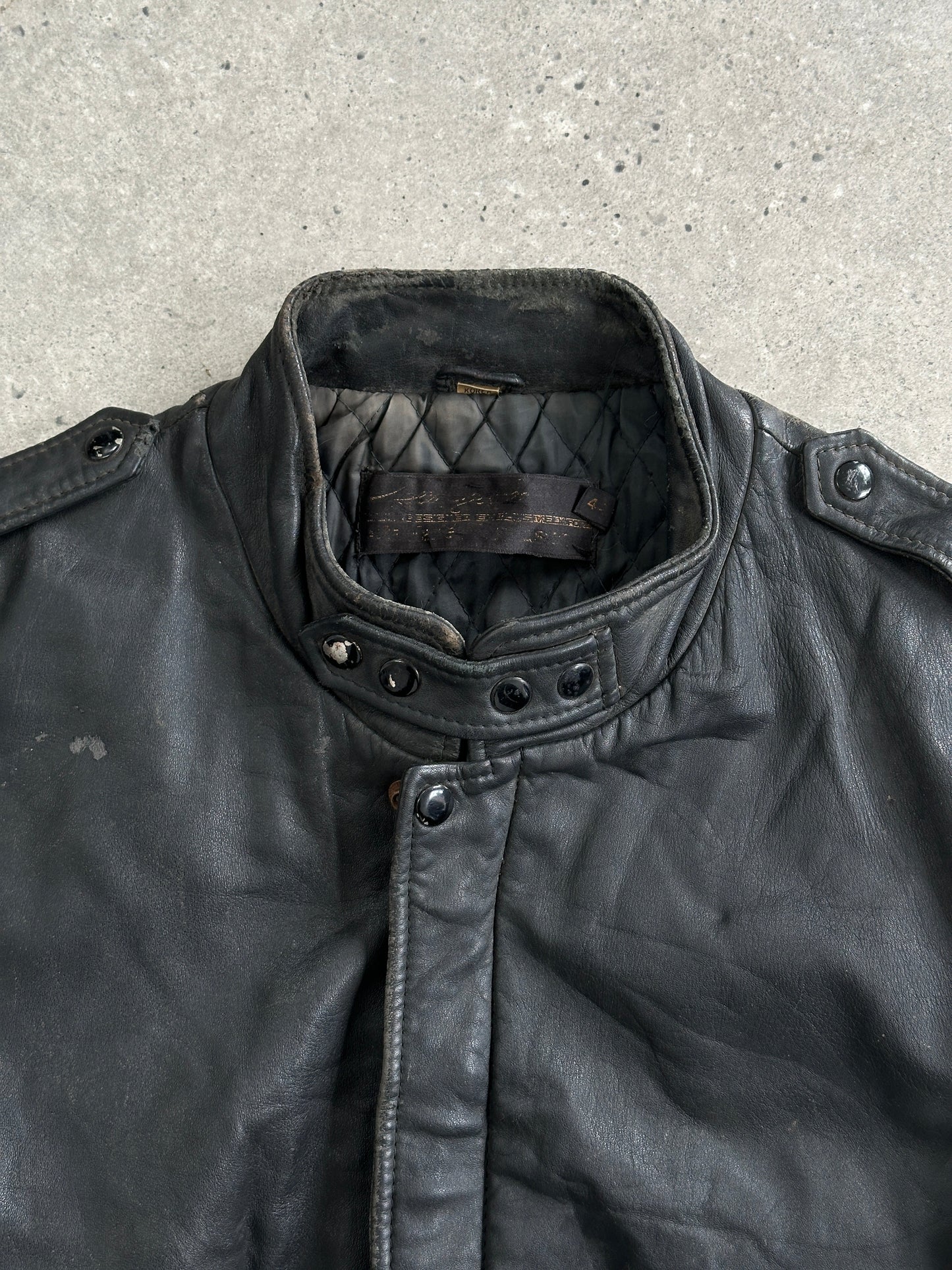 Vintage Distressed Leather Bomber Jacket - M/L