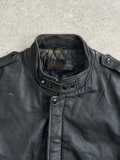 Vintage Distressed Leather Bomber Jacket - M/L