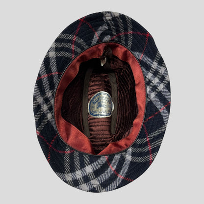 Burberrys 1980’s Nova Check Trilby Wool Bucket Hat - M/L | O/S, Multicoloured