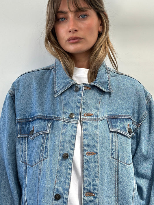 Vintage Oversized Pure Cotton Denim Jacket - M/L