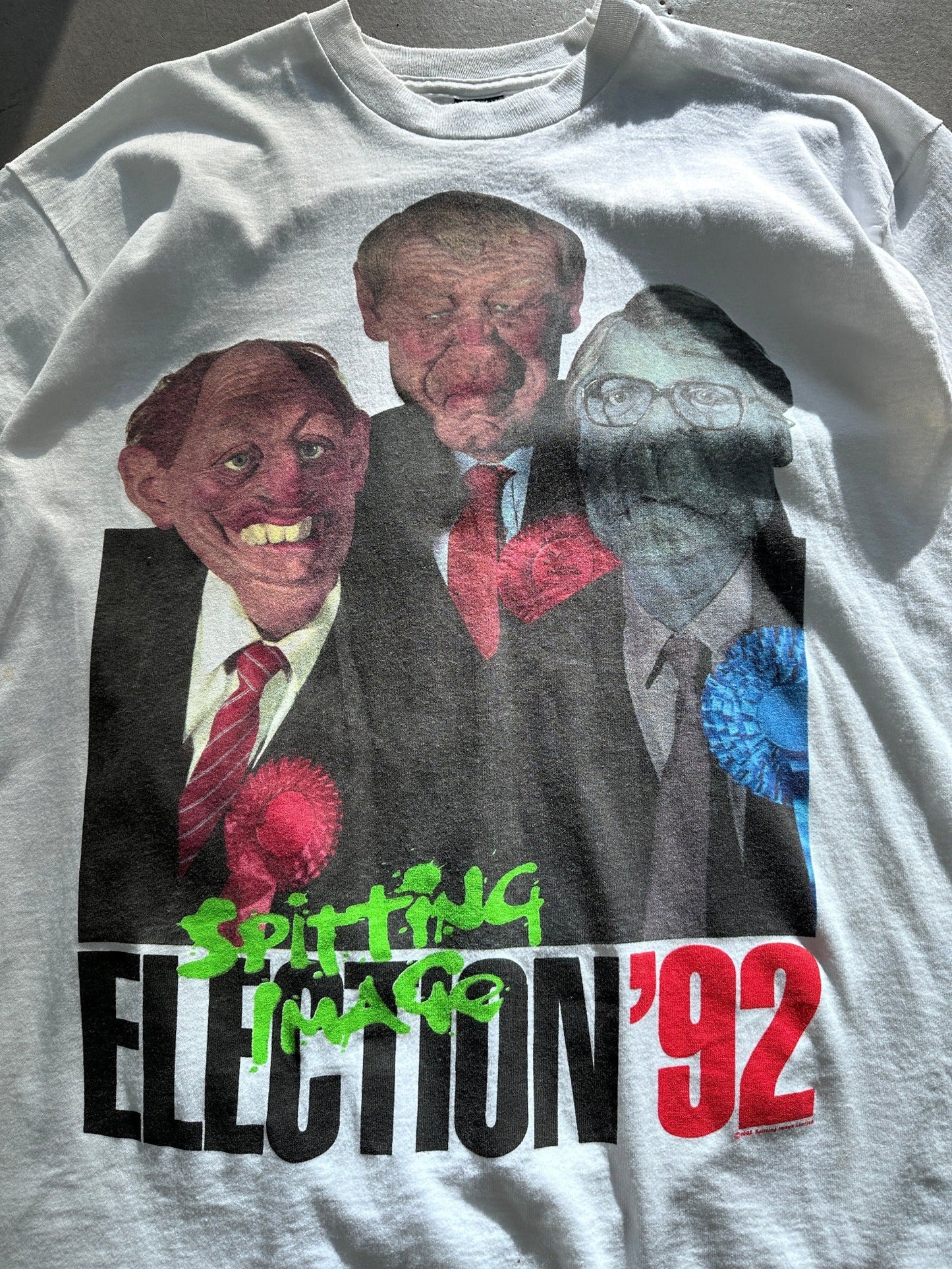 1992 Spitting Image Election T-Shirt - XL | X-Large, Red
